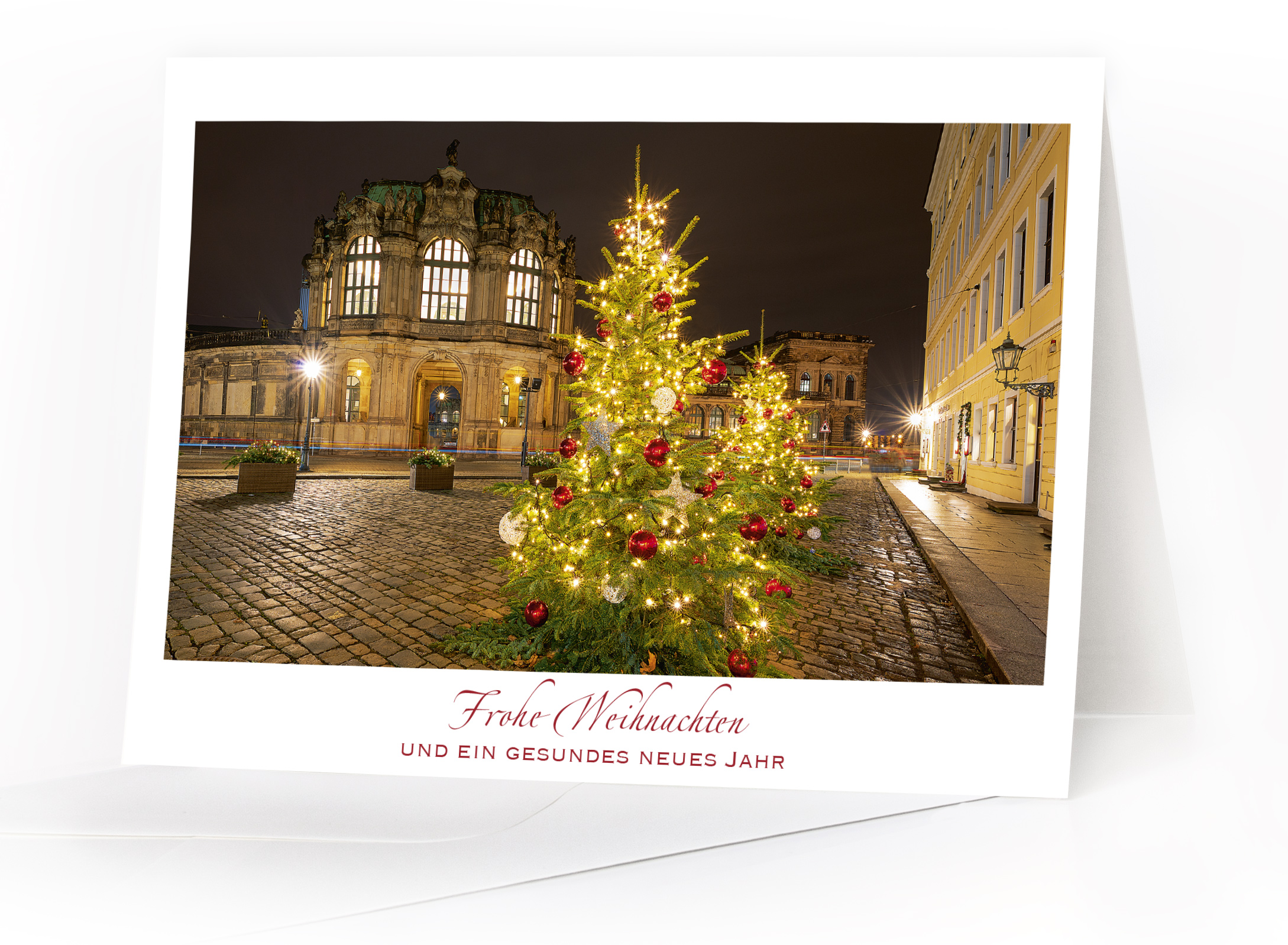 7064 KS | Weihnachtskarte Dresden – Zwinger mit Goldfolienprägung